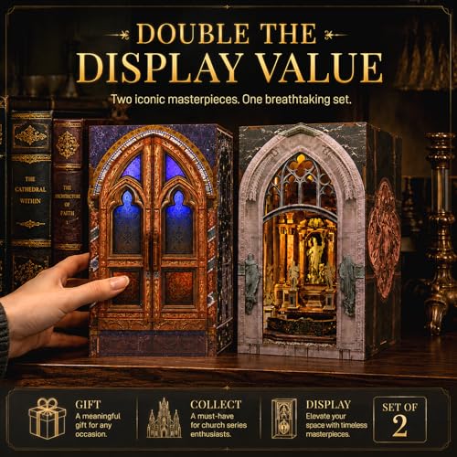 MiniCity 2-Piece Book Nook Kit Set, DIY 3D Wooden Puzzle - color: Notre-dame Bacilica & Duomo Di Mliano