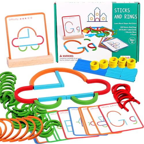 puzgic Stem Kids Toys for Creative Learning Building Educational Resources Kids Toy for Preschool and Kindergarten 3 4 5 6 Years Old Boys and Girls Brain Teaser Smart Sticks Montessori Toys