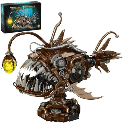 HJPLPXH Steampunk Mechanical Anglerfish Building Kit 1236PCS Deep Sea Model - style: Lanternfish