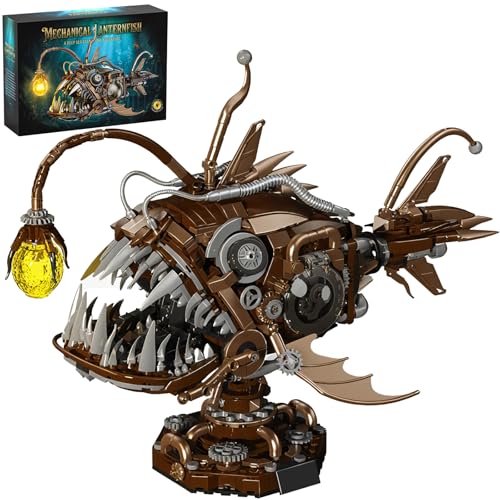 HJPLPXH Steampunk Mechanical Anglerfish Building Kit 1236PCS Deep Sea Model - style: Lanternfish
