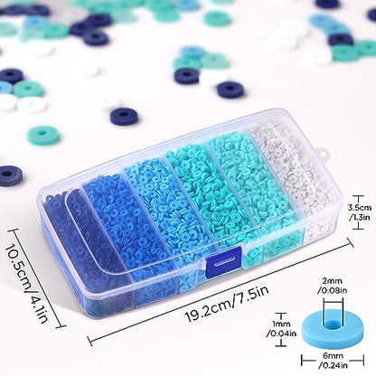 Funtopia 6000 Pcs Blue Clay Beads for Bracelets Making, Heishi Beads - color: 1.Blue