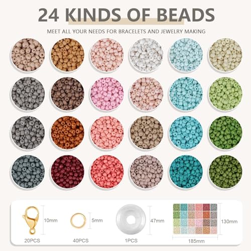 TEXGIZRLY 3mm Seed Beads for Jewelry Making Bracelet Making Kit Adults - size: Seed Beads 3MM-A