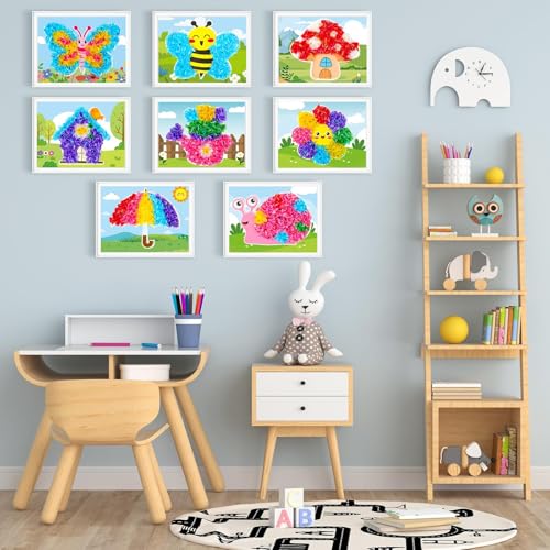 Lonfliness 8 Pcs Spring Poke in Craft Kits for Kids Mess Free DIY Art - style: Spring