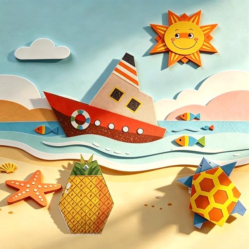 Origami Kit for Kids Ages 5-8 8-12, Origami Paper with Guiding Book, 54 Sheets Paper with 27 Patterns, DIY Art and Craft Supplies for Beginners and Children
