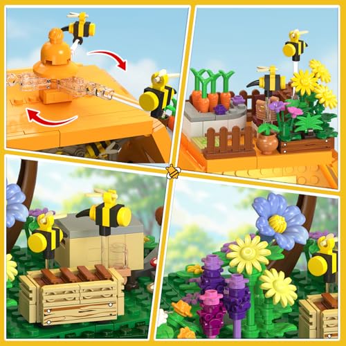 INSOON Bee House Building Set with Lights for Adults, Farm Treehouse Kit