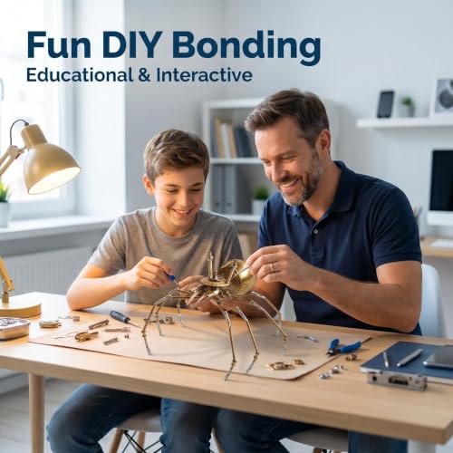 Steampunk Golden Spider 3D Metal Puzzle Model : 160+ Parts Mechanical DIY Assembly Kit Level 3/5 3 H Build Time Desk Decor Birthday Gift for Adult Collectors (Golden Spiders) - style: Golden Spiders