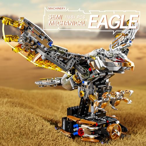 CSNRHG Mechanical Eagle Building Block Set 3D Poseable Model with Articulated Wings & Talons STEM Toy for Kids & Adults Ideal Gift for Engineering, Nature & Animal Lovers - color: Mechanical Eagle