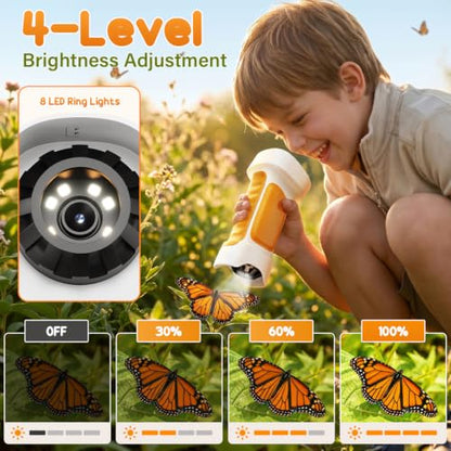 4K 1000X Handheld Digital Microscope for Kids with 2.4" IPS Screen - color: Orange
