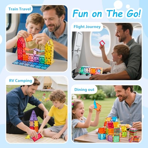 Anbalulu 134PCS Magnetic Building Tiles, Gift for Boys and Girls Ages 3+ - size: 134PCS