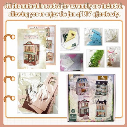 Flever Dollhouse Miniature DIY House Kit Creative Room with Furniture for Romantic Valentine's Gift (Manxing Dessert Shop) - color: Manxing Dessert Shop