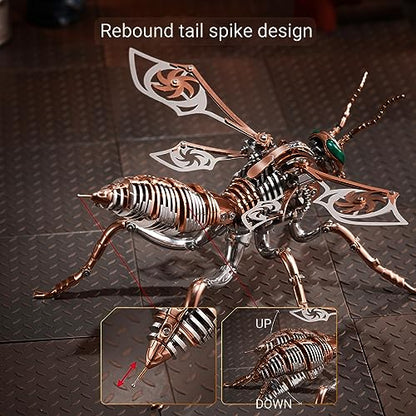 3D Metal Wasp Puzzles for Adults Model Kits Mechanical Building Blocks Difficult DIY Assembly for Men - style: 3D Metal Wasp-Rose Golden