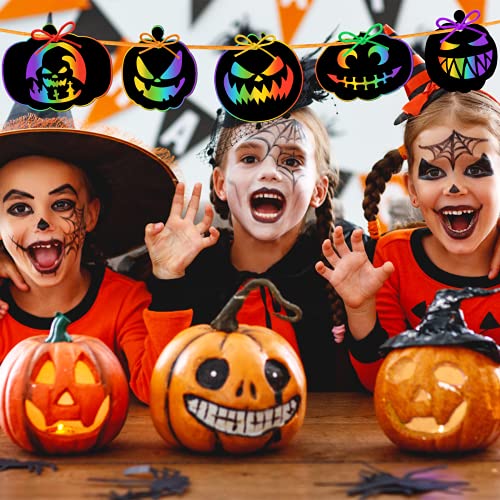 JULMELON 36Pcs Halloween Scratch Art Crafts for Kids, Party Ornaments Kit - style: Halloween Crafts