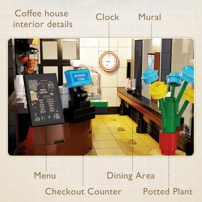 Coffee House - Building Blocks,768 PCS LED Street View Model for Adults - style: Coffee House