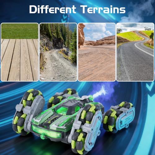 NEXBOX 8WD Remote Control Car Toys for Kids, Gesture Sensing RC Stunt Truck - color: Green