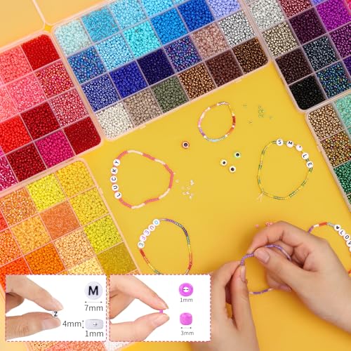 Quefe 120 Colors 36000pcs 3mm Glass Seed Beads Kit for Jewelry Making - size: 3mm-36000pcs