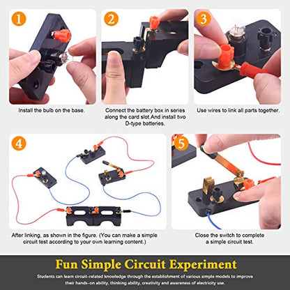 20 Pcs Electrical Circuit Experiment Kit Includes Screw Base Light Bulbs, Miniature Bulb Holder, Wire Connector, D Battery Holder, Series Circuits DIY Materials - style: Electrical Circuit Experiment Kit