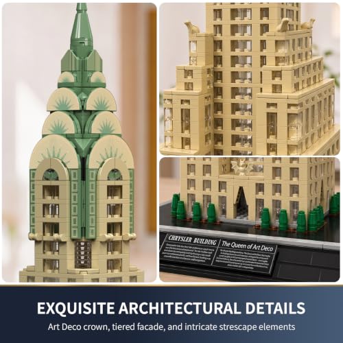 Mould King 22036 Building Set - 2265+ Piece LED Light Up Skyscraper Model Kit for Adults, 64.5cm Tall Art Deco Building, Ages 14+