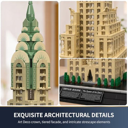 Mould King 22036 Building Set - 2265+ Piece LED Light Up Skyscraper Model Kit for Adults, 64.5cm Tall Art Deco Building, Ages 14+