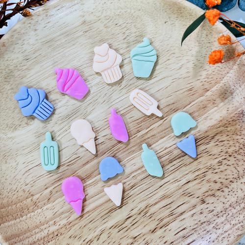 Xaekicr 7 PCS Cute Dessert Polymer Clay Cutters Set – Ice Cream, Cupcake, Cake Slice Clay Earring Cutters – DIY Polymer Clay Molds & Clay Tools for Jewelry Making - color: L color