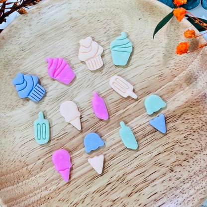 Xaekicr 7 PCS Cute Dessert Polymer Clay Cutters Set – Ice Cream, Cupcake, Cake Slice Clay Earring Cutters – DIY Polymer Clay Molds & Clay Tools for Jewelry Making - color: L color