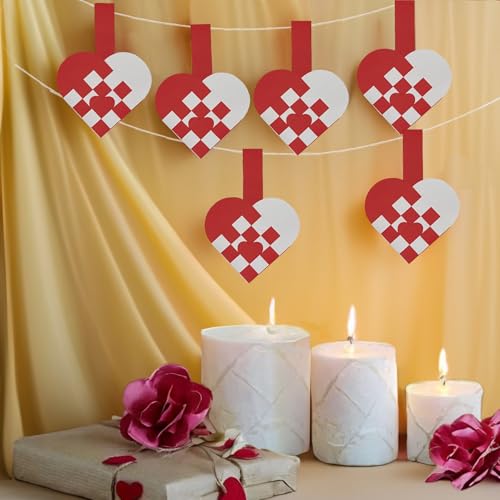 12 DIY Danish Heart Baskets. 4x4 Checkered Pattern with Central Heart. Precut and Ready to Use, No Tools Needed. Traditional Weaving Paper Craft to Make Julehjerter. for Expert Crafters Only - color: 4x4 With Center Heart Kit