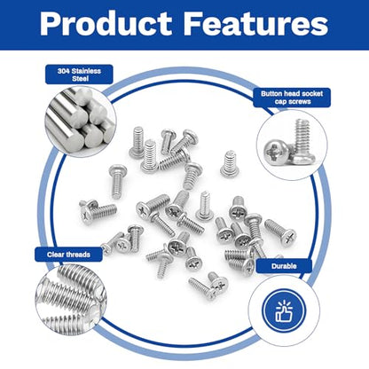 500Pcs 304 Stainless Steel Metric Micro Screws Nuts Assortment, M1x2.5/3/4/5/6mm Sizes, Phillips Pan Head, Fully Threaded Kit for Arduino, RC Models, Electronics, DIY Projects - size: M1x2.5/3/4/5/6 -500Pcs