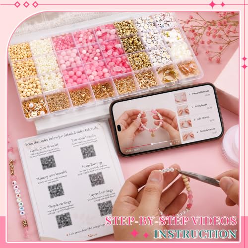 Wurosi Jewelry Making Supplies Kit, Bracelet Making Kit for Adult - color: Pink