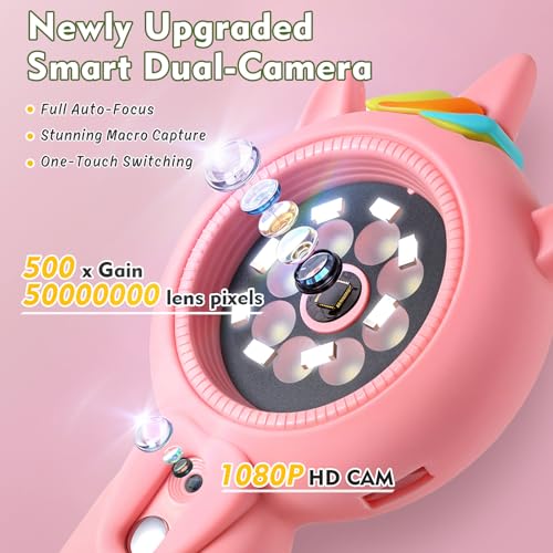 Kids Microscope, 500X Handheld Microscope for Kids, Pink - color: Pink