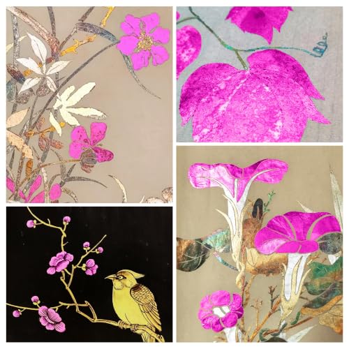 KINNO Gold Leaf Sheets for Art 300Pcs Hot Pink Gold Foil, 3.15" x 3.35" - color: 300 Sheets Hot Pink