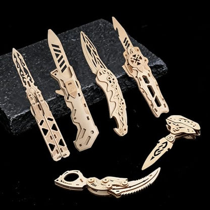 3D Wooden Puzzles for Adults – 6 Knife-Shaped Puzzles with 266 Pieces