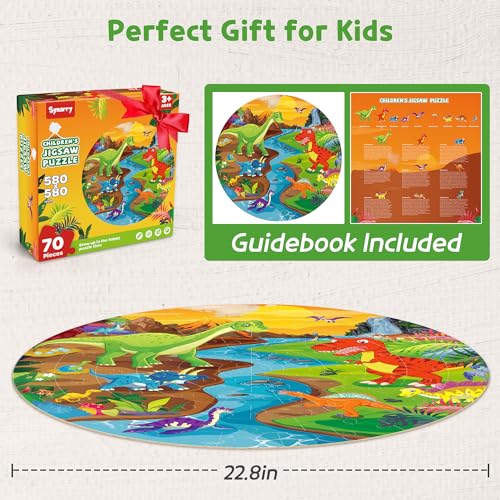 SYNARRY Dinosaur Floor Puzzles for Kids Ages 4-6, Large 70-Piece - style: Dinosaur