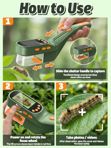 Acoath Microscope for Kids, Bug Catcher, 2.4" IPS Screen Bug Catching Kit - color: Dark Green