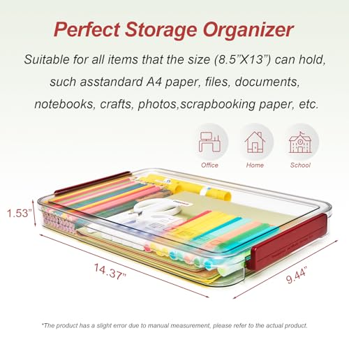 CATOOMUU 3-Pack 9x13 Shallow Flat Clear Plastic Project Case Storage Box - color: Small-Red