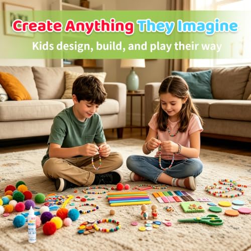 Kid Made Modern Arts and Craft Kit – A DIY 3.8 Pounds of Hobby Craft Supplies & Materials Box for Creative Art Projects for Kids Age 4 5 6 7 8 9 10 11 & 12 Year Old Girls & Boys - color: Creative Essentials Kit
