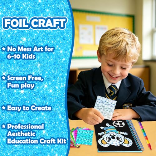 FUNNYB&G Foil Art Craft Kit for Kids, Sparkly Birthday Gift Toy for Boys - style: Happy Back to School