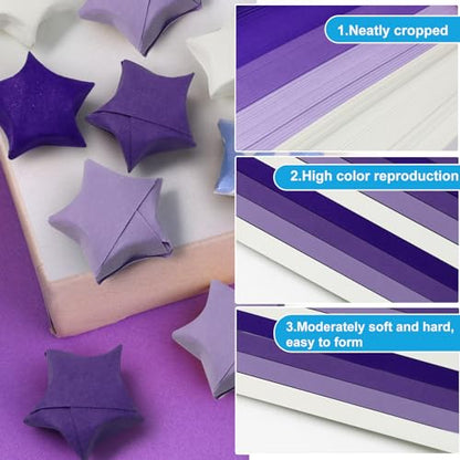 FoDau770 Solid Color Star Paper Strips - 1080 Sheet, Purple Series - color: Solid Purple Series