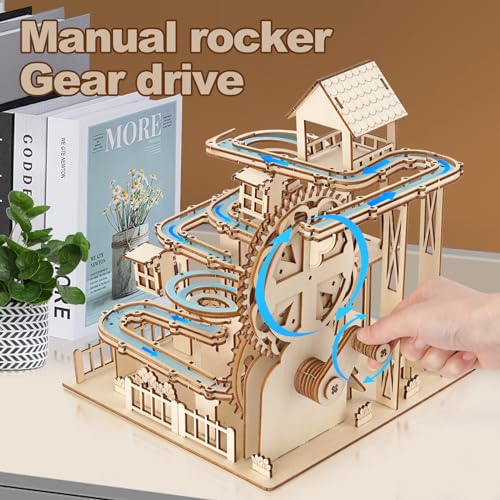 3D Wooden Puzzle Assembly, Marble Run Track Set, Adult DIY Construction Kit, Brain-Teasing Mechanical Gear Model, Suitable for Ages 14+ and Above, A Festive Gift