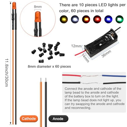 126 Pcs Pre Wired 12V LED Light Kit Battery Holders Craft, 8 mm - size: 8 mm