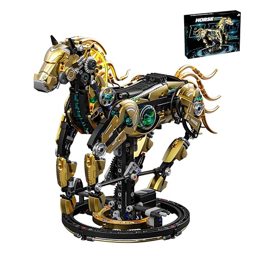 CSNRHG Mechanical Horse Building Block Set Build & Pose with Movable Legs – Engaging DIY Model Kit for Kids and Teens - color: Mechanical Horse