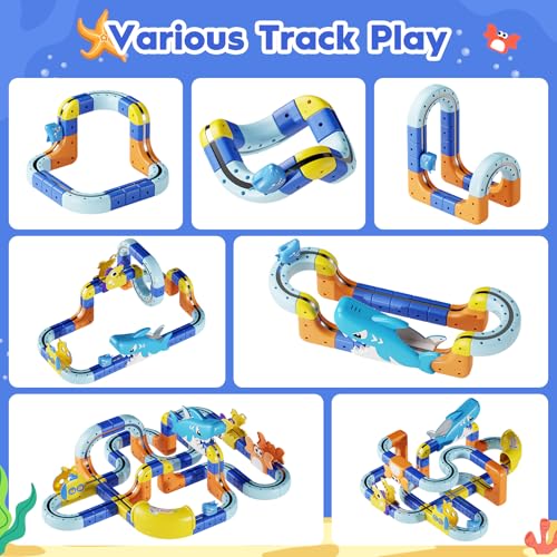 193PCS Magnetic Train Set: Shark Toys 3D Infinity Racer Electric Train Set for Kids Flexible Cube Rail Train Track with Anti-Gravity Train STEM Toys Gifts for 3 4 5 6 7 8 Year Old Boys Girls - size: Deluxe Set(193PCS)
