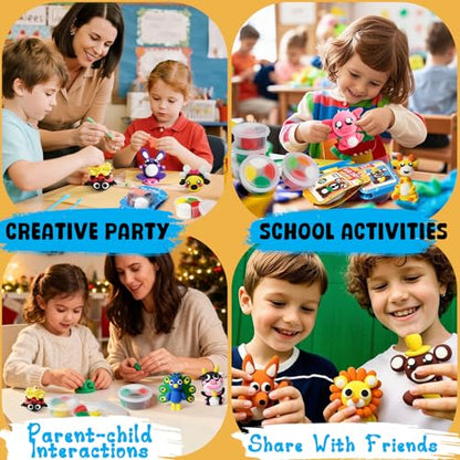 Air Dry Clay for Kids Modeling Clay Kit, 12 Boxes Model Magic Arts and Crafts for Kids with Tools & Tutorial, Non-Sticky, 3-12+ Years Boy Girl Birthday Gift, Animal Themed Party Favors Classroom Prize