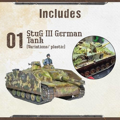 Wargames Delivered - Warlord Games Bolt Action: Tank War - StuG III Ausf G German Army Model Tank Set, 28mm WWII Miniature Models and Army Models for Tabletop Wargaming - color: StuG III Ausf G