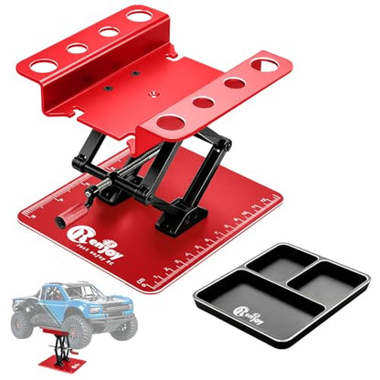 RC Car Stand Lift Lower with 3-Slot Screw Tray for 1/8 1/10 1/12 Scale, Red - color: Red, With 3-slot Screw Tray