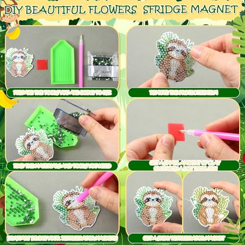 Xuhal 30 Pcs Safari Diamond Painting Magnets Diamond Art Kits for Adults - color: Jungle Animal