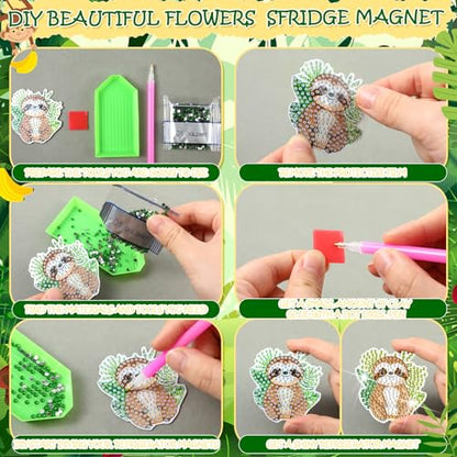 Xuhal 30 Pcs Safari Diamond Painting Magnets Diamond Art Kits for Adults - color: Jungle Animal