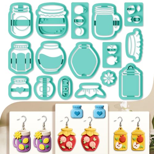 16Pcs Jar Polymer Clay Cutters Bottle Clay Earrings Cutters Pear Apple Polymer Jewelry Cutter for Earrings Making Party Festival DIY Supplies - color: Can