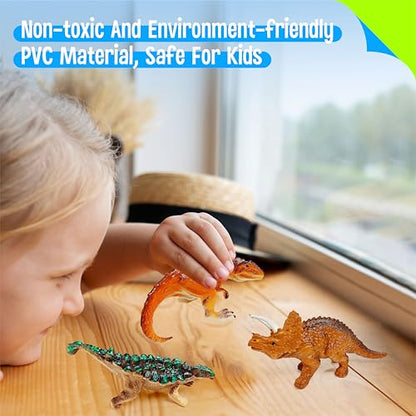 12 Dinosaur Figurines for Kids, Plastic Animal Toys Tiny Portable Dinosaur Figures Playset Montessori Toy Educational Game for Homeschool Preschool Toddler Kids - style: Dinosaurs (excluding cards)