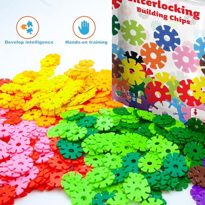 PicassoTiles Building Chip Interlocking Disc Construction Blocks in White Color STEM Learning Early Education Toy Engineering Playset Child Brain Development for Toddlers Girls Boys Kids Age 3+ PTF108 - color: Wht