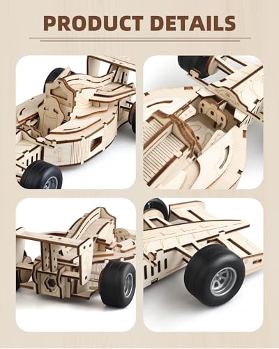 3D Wooden Puzzles for Adults, Formula 1 Racing Car Kit 66pcs