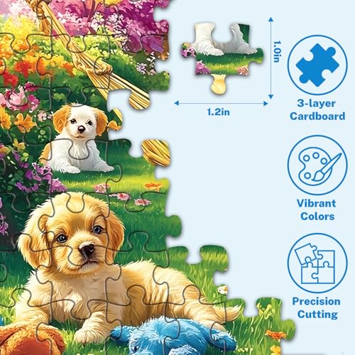 4 Packs 500 Piece Jigsaw Puzzles for Adults – Dog Puzzle, Puppy Garden, Hummingbird Flower Puzzle & Country Farm Landscape Adult Puzzles Set for Stress Relief, Family Activity, Gifts for Women Men - color: Dogs Garden Hummingbird Farm